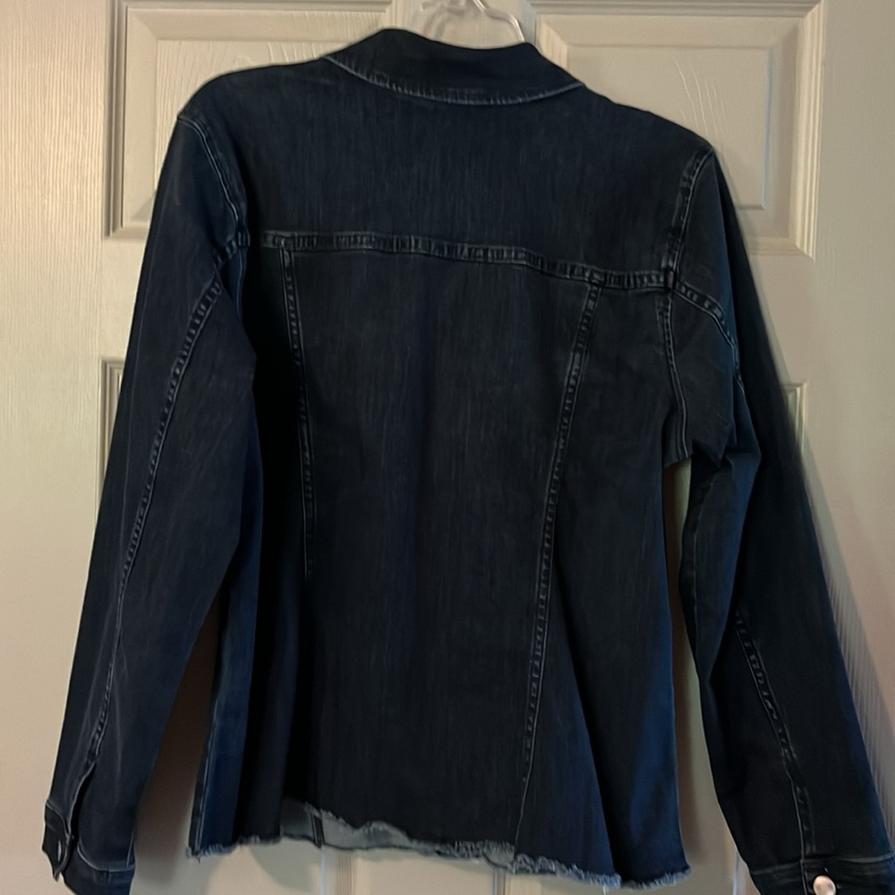 NYDJ Denim Navy Blue 0X size Fringed hem Jacket - Picture 3 of 3